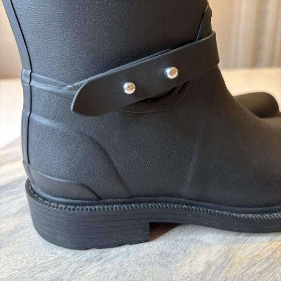 Rag & Bone Women's Black Moto Rain Rubber Waterproof Boots US Size 6.5 - Picture 9 of 11